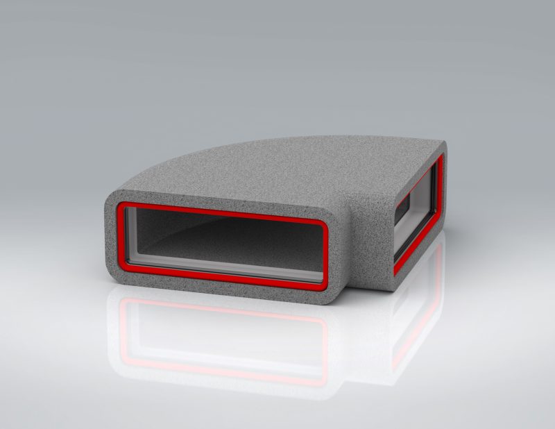 204x60mm Rectangular Horizontal 90º Rapid Self-Seal Thermal Bend