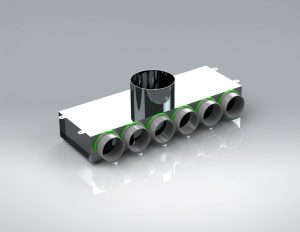6 Port Manifold Box Acoustically Lined Stainless Steel with 150mm Round Input